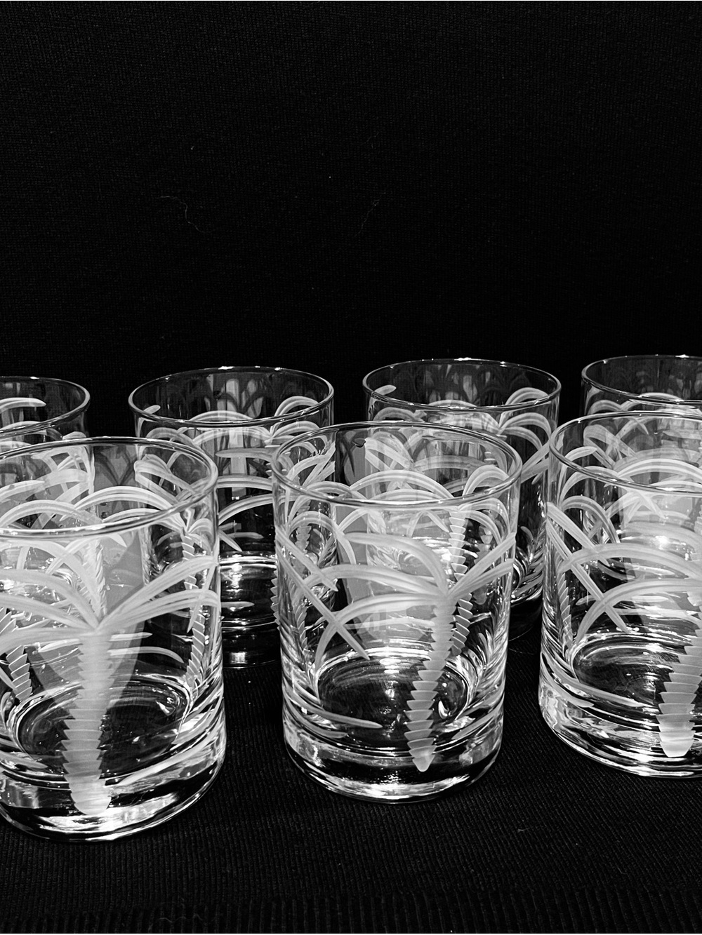 Rolf Glass Palm Tree Double Old Fashioned Whiskey Glasses Set of 10